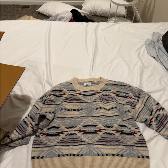 Lucky Brand Sweaters - women’s Patterned Crewneck Sweater in Cream and Blue